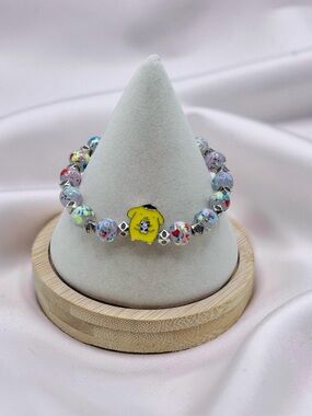 Colorful Beaded Stretch Pompompurin Charm-Bracelet